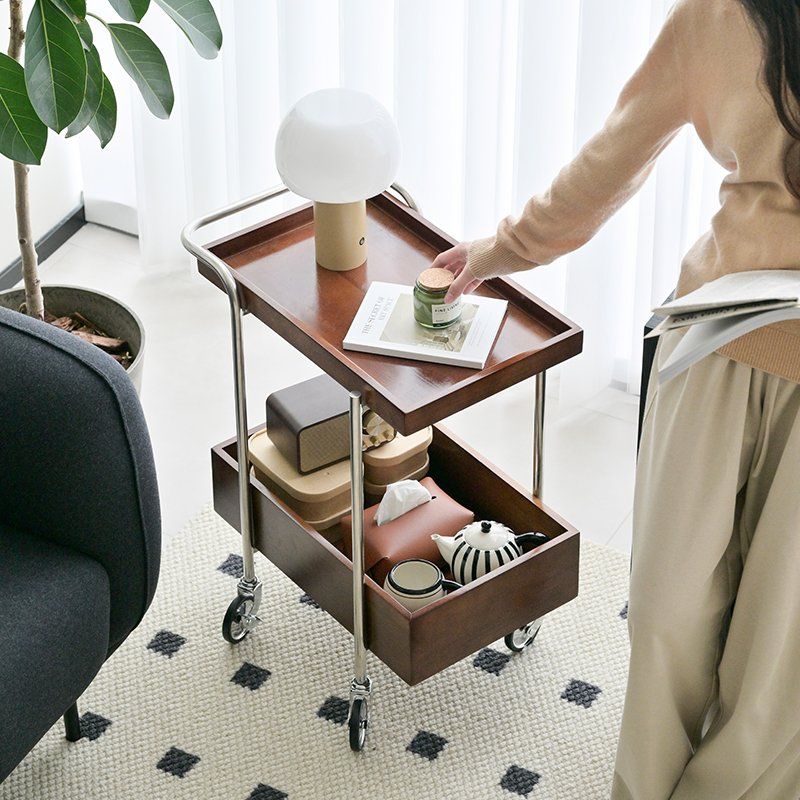 레트로 이동식 사이드테이블 거실 인테리어 보조테이블