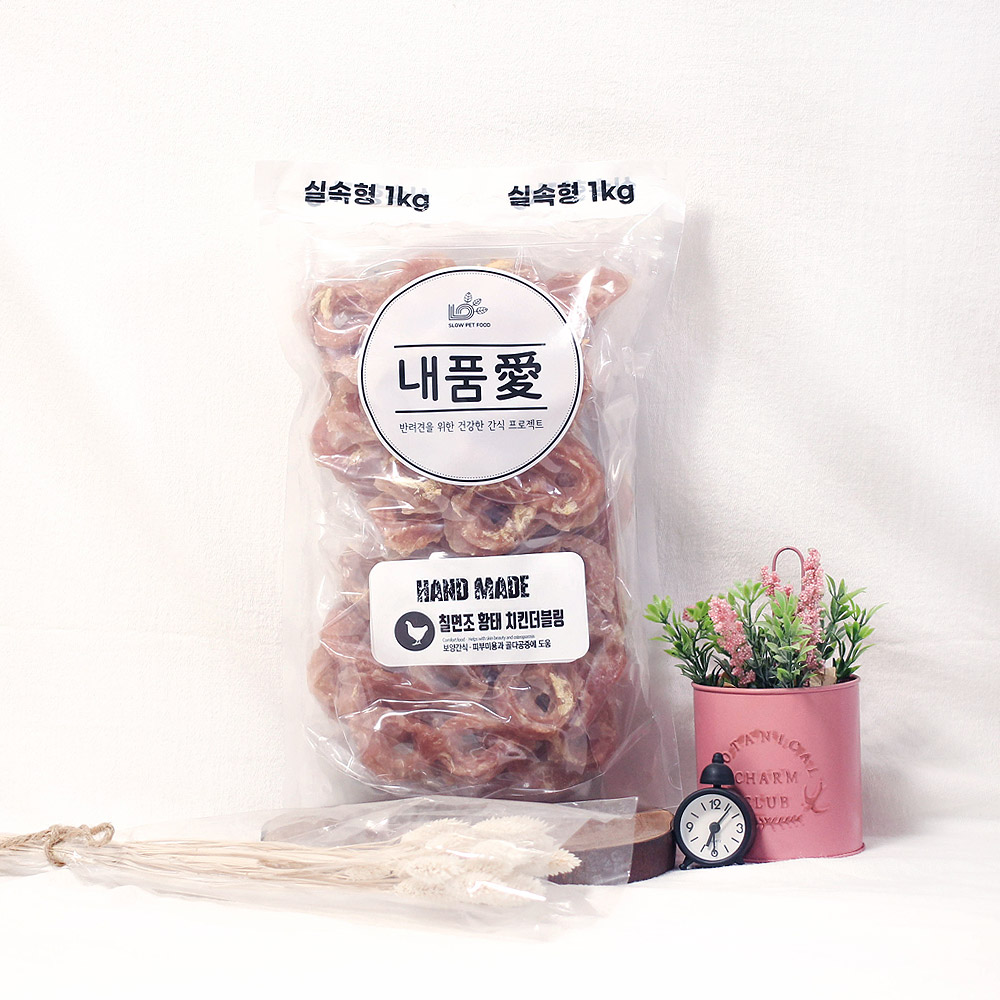 내품애 실속형 대용량 강아지 간식 칠면조+황태+치킨더블링, 1kg, 1개 - 상품 이미지