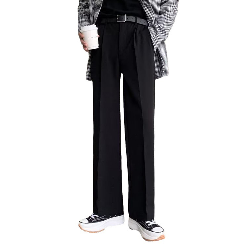 CMBP 0128 남자 세미와 이드 팬츠 슬랙스 블랙 와이드 정장 바지 데일리 - 상품 이미지