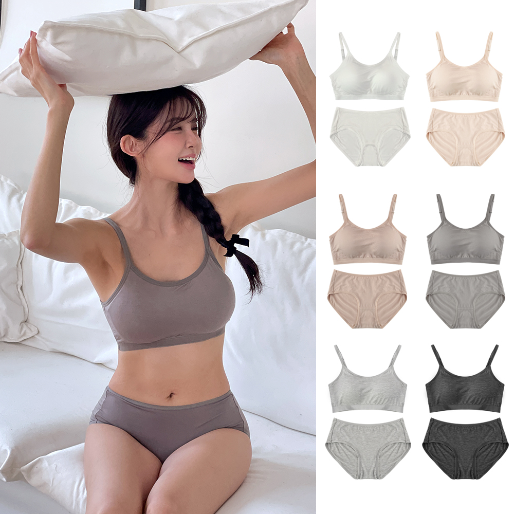 핑크앤다이아 노와이어 브라탑 세트 모달 빅사이즈 M~4XL 데일리 여성 속옷 제품 이미지