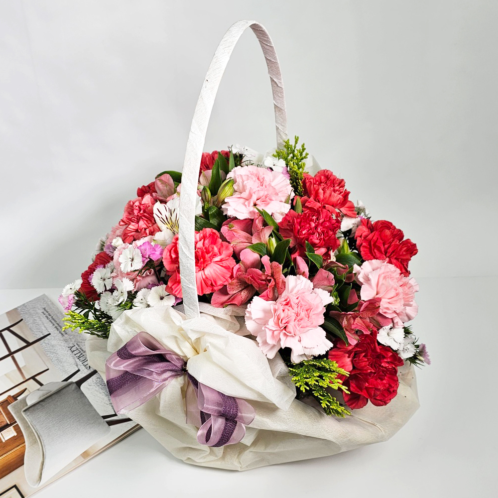 전국택배배송 데이지(핑크) 카네이션 꽃바구니 7종 어버이날 생일 축하 선물 꽃바구니 꽃배달