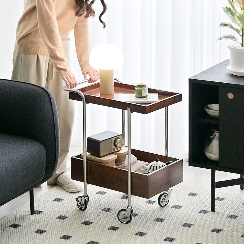 레트로 이동식 사이드테이블 거실 인테리어 보조테이블