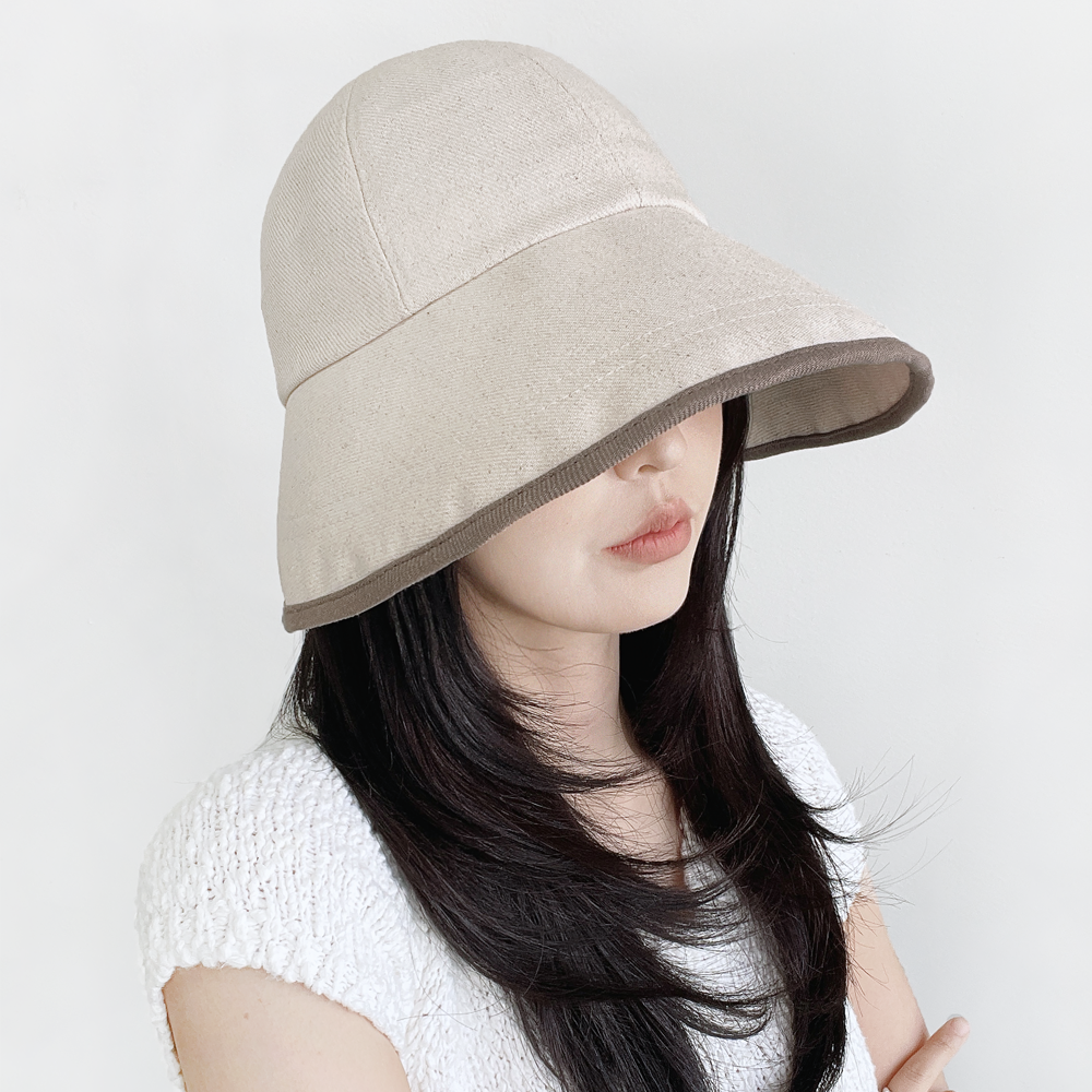 사계절 린넨 여성 자외선차단 챙넓은 와이어 벨크로 벙거지모자 버킷햇 - 상세 이미지 4