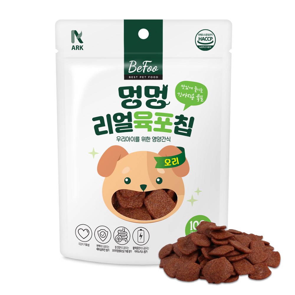 기호성 최고 노즈워크 칭찬간식 반려견용 육포스낵 베푸 리얼육포칩 오리, 50g, 1개 - 메인 이미지