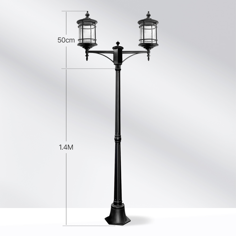 전기가로등 엔틱 원형 전원주택 펜션 정원 가로등 전등 전구 조명등 일자가지 기둥 1.4m - 상세 이미지 4
