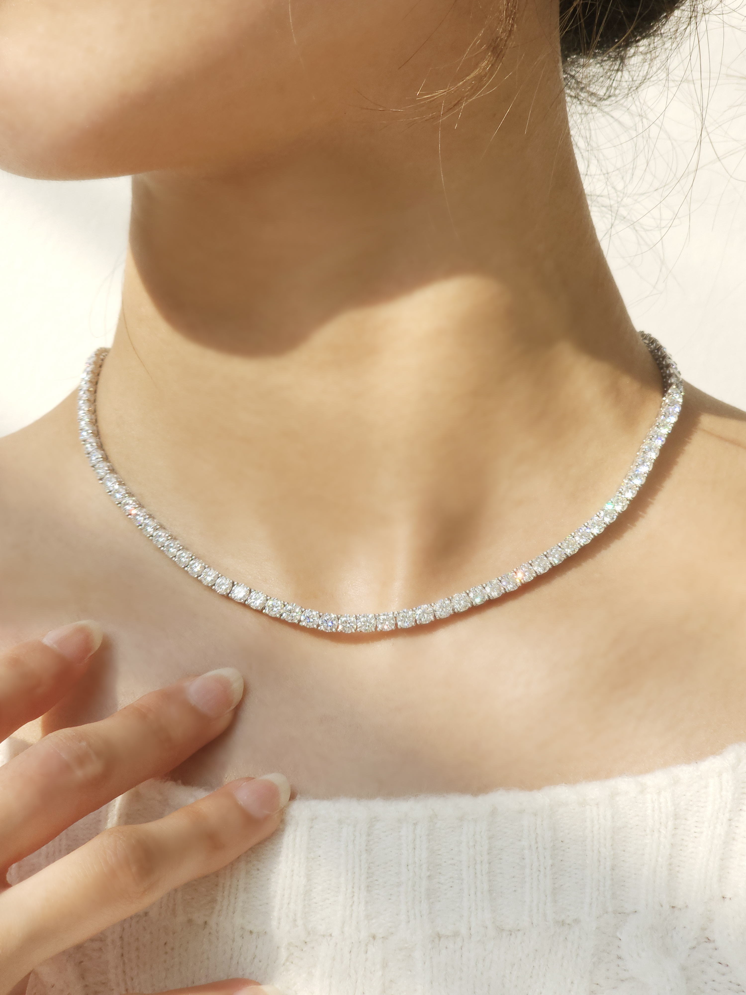 랩다이아 테니스목걸이 2부 4프롱 랩다이아몬드 14k 18k - 상세 이미지 4