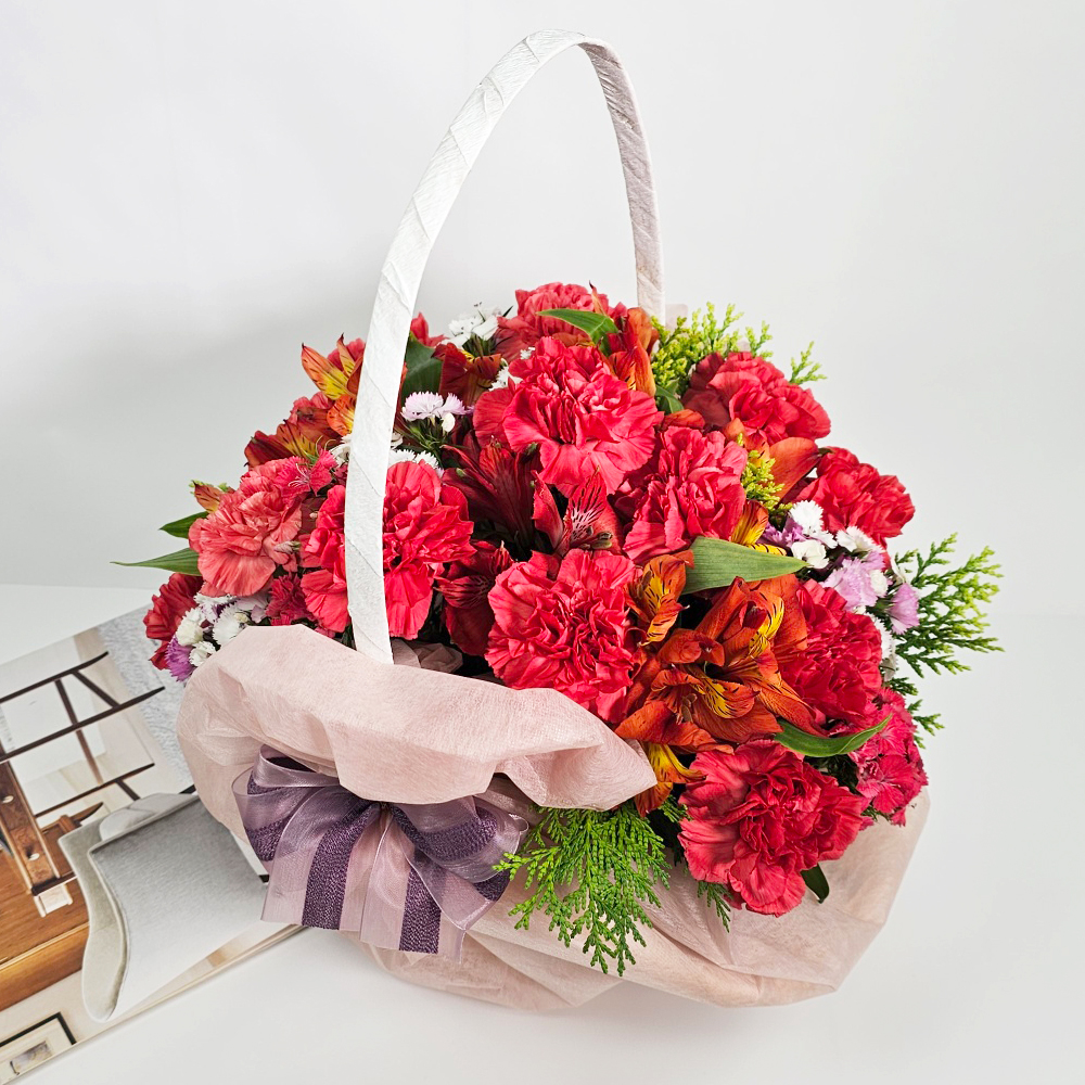 전국택배배송 데이지(핑크) 카네이션 꽃바구니 7종 어버이날 생일 축하 선물 꽃바구니 꽃배달