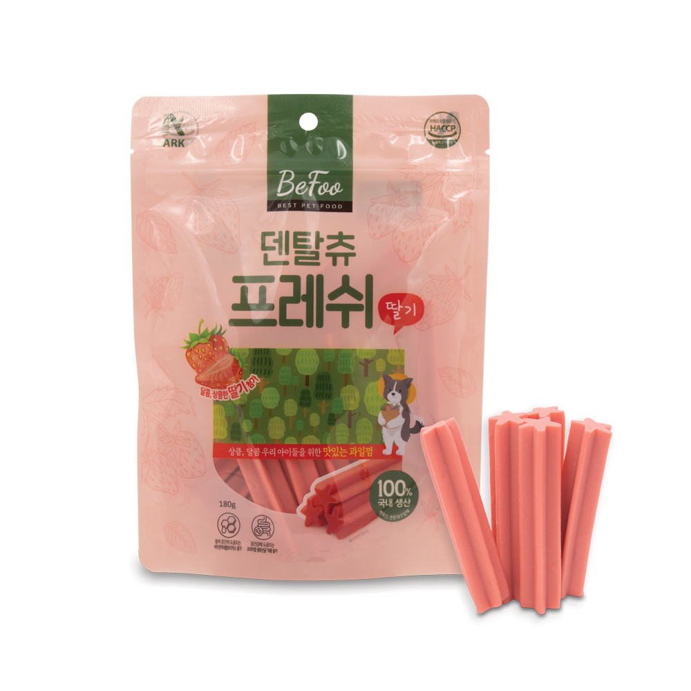 노령견도 문제없는 말랑한 치석관리 간식 베푸 덴탈츄 프레쉬 딸기, 180g, 1개 - 상품 이미지