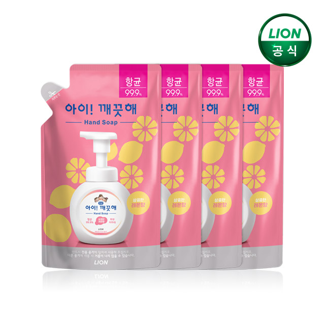 아이깨끗해 핸드워시 레몬 200ml 리필 x 4개 / 손세정제