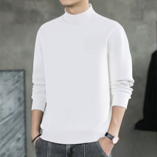 겨울 남성 소프트웜 하프넥 반목 긴팔 티셔츠 목폴라 폴라티 긴팔티 터틀넥 - 메인 이미지