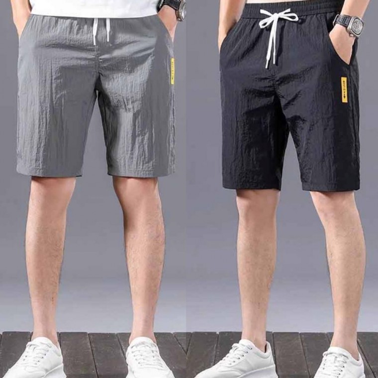 여름철 시원한 에어 쿨링 소재 통풍 원단 남성 반바지 카고 남자5부 남자린넨 남자밴딩 - 상품 이미지