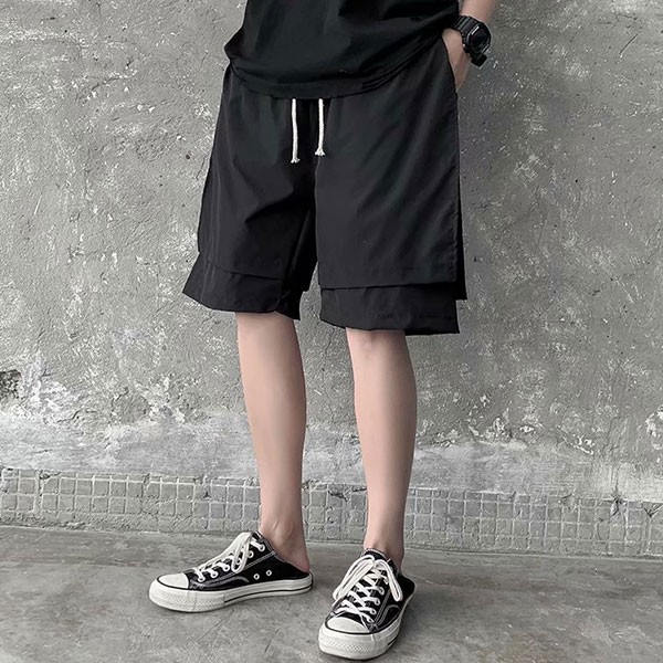 2컬러 투인원 유니크한 밴딩 반바지 INSUM 68N 남성 포켓 패션 카고 - 상품 이미지