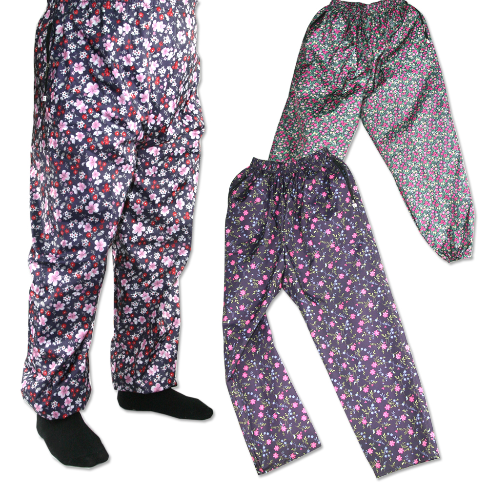 꽃무늬 방수 바지 밀키 코팅 작업복 물바지 꽃바지 - 상품 이미지