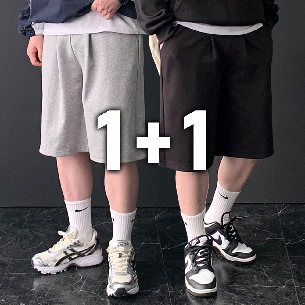 1+1 남자버뮤다팬츠 6부반바지 회색반바지 - 상품 이미지