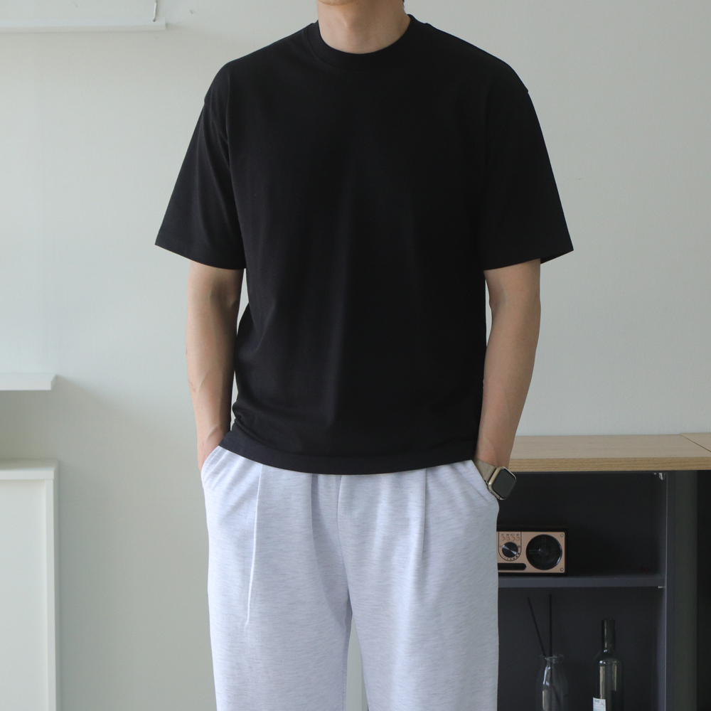 1+1 남자반팔티 빅사이즈 이너 흰색 무지 티셔츠 - 상세 이미지 3