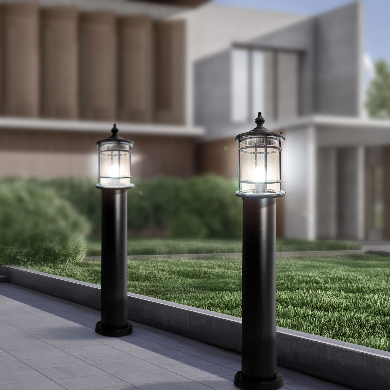 전기 원형 문주등 볼라드등 LED 정원등 가로등 야외 조명 잔디등 전구 전등 기둥 60cm - 상세 이미지 3