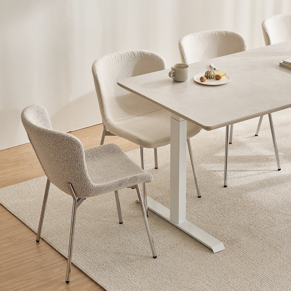 아이퍼스 세라믹 식탁 4인 전동 높낮이 모션테이블 포세린 1200 화이트 2스텝