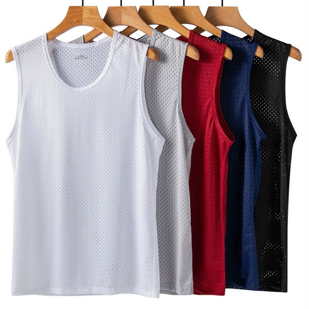 남성 메쉬 루즈핏 민소매 티셔츠 나시 쿨링 런닝 남자 반팔티 여름 심리 스티 시원한