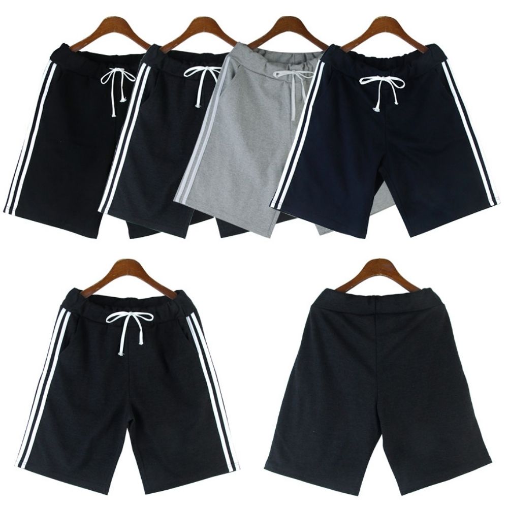 기본 5부 옆 투라인 시원한 면 반바지 트레이닝팬츠 여름 남자 여자 - 상품 이미지