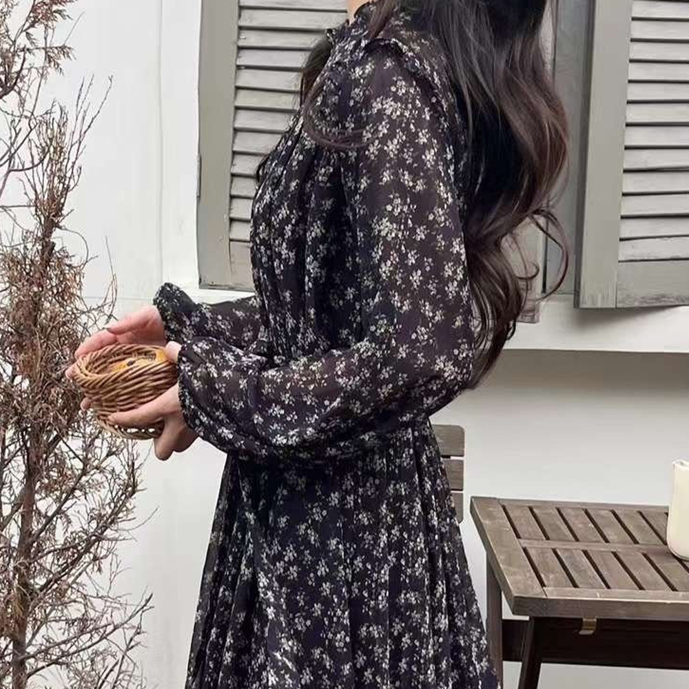 샤랄라 하늘하늘 프릴 셔링 쉬폰롱원피스 - 상세 이미지 2