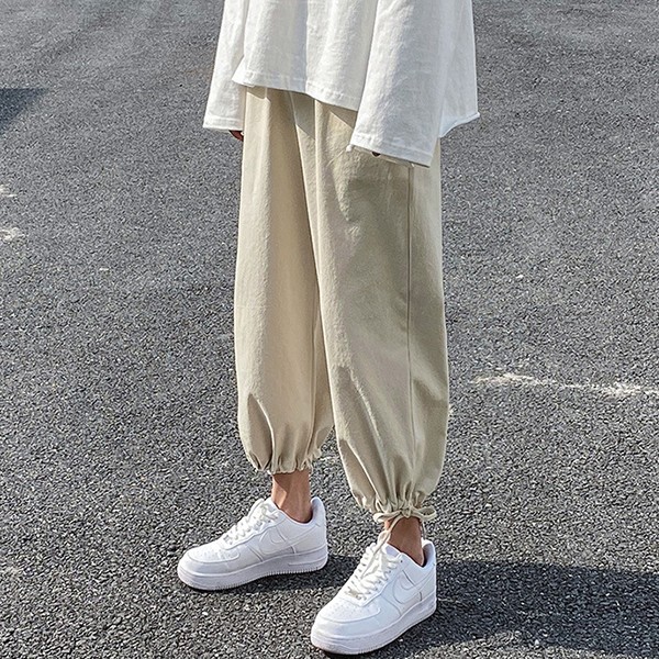 남성 7부 허리밴딩 와이드핏 바지 IS- PA 76 스트링 팬츠 - 상품 이미지