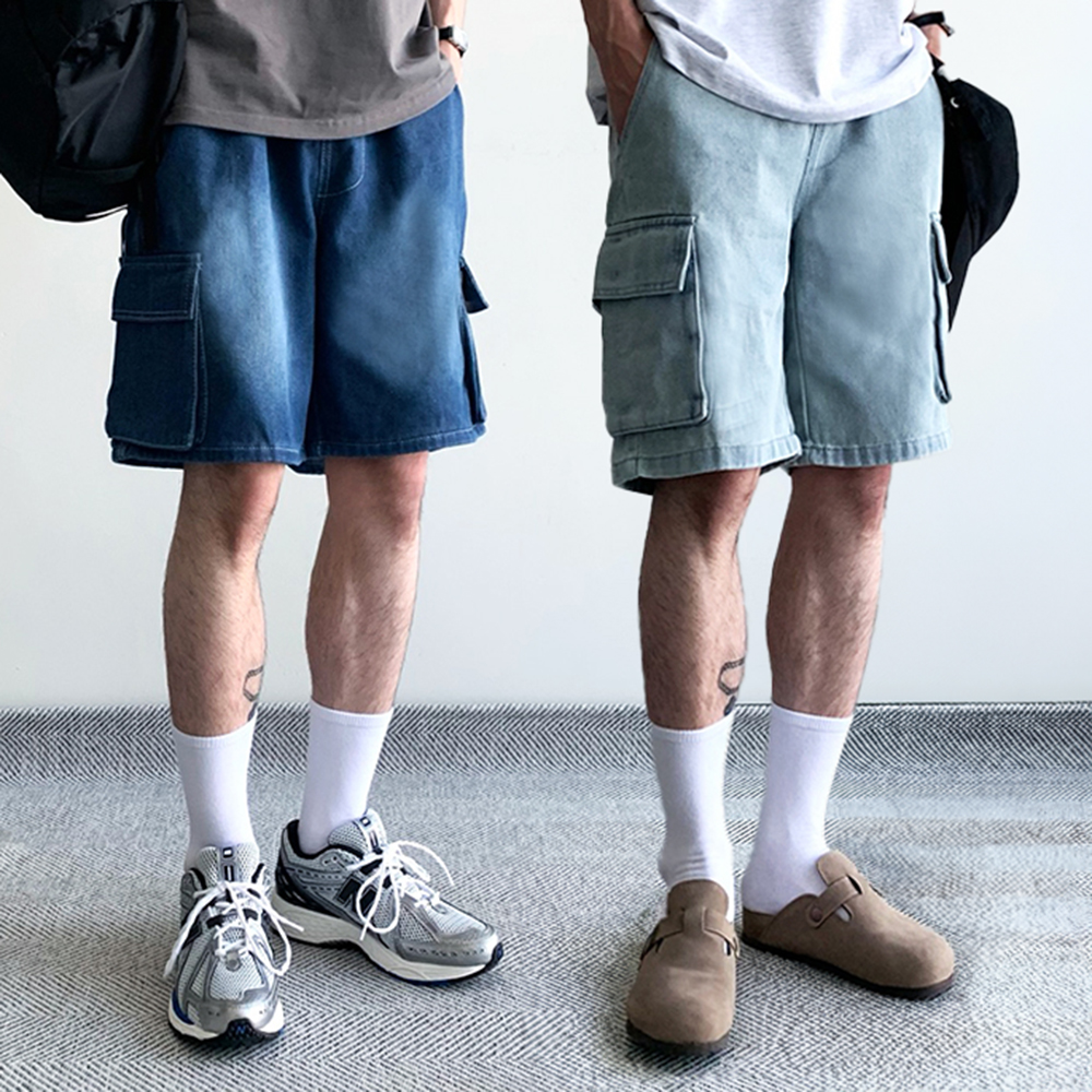 1+1 남자청반바지 남성여름청바지 카고데님 - 메인 이미지