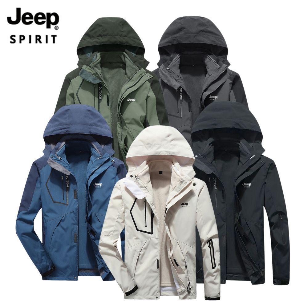 Jeep 바람막이 점퍼 (남성) 3in1 완벽방수 기모안감 탈부착 봄 가을 겨울 야상 등산복 오염방지 낚시 잠바 - 상품 이미지