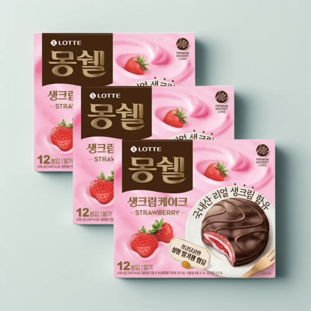 롯데웰푸드 몽쉘 초코파이 생크림케이크 간식 408g 3곽 : 쏘굿텐