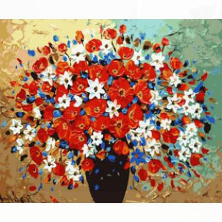 붉은꽃 유화 그리기 백만송이 장미 꽃송이 꽃바구니 벽걸이