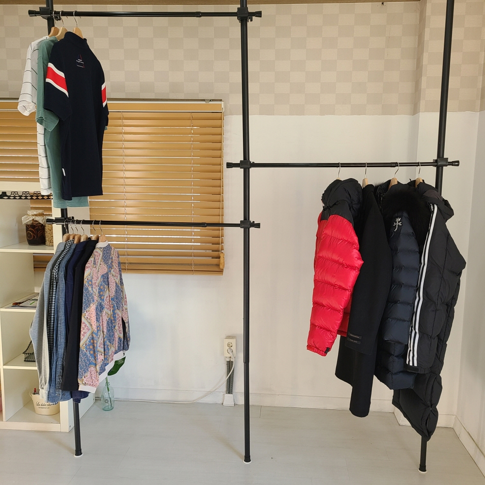 힘센압축봉 160-210cm 블랙 커튼봉 무타공 32MM 두꺼움