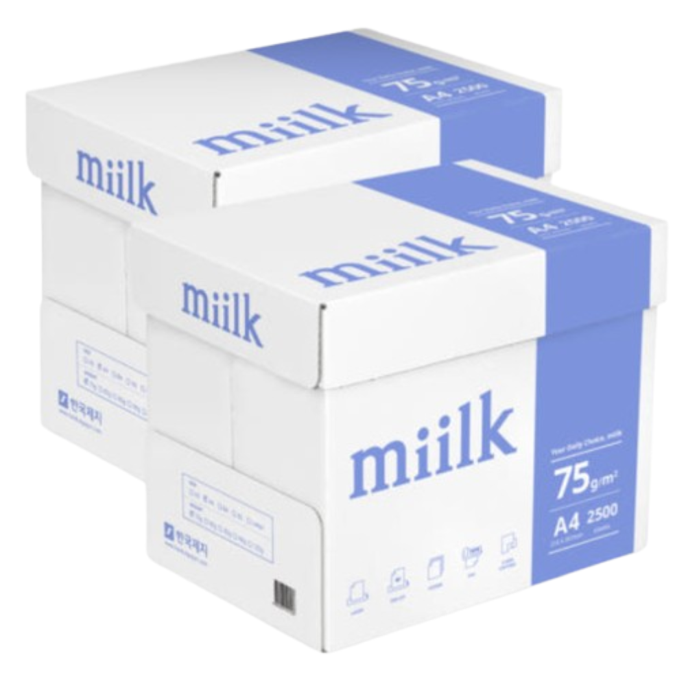 쟝띠 밀크 A4용지 에이포용지 75g 2500매 2박스 : 쟝띠