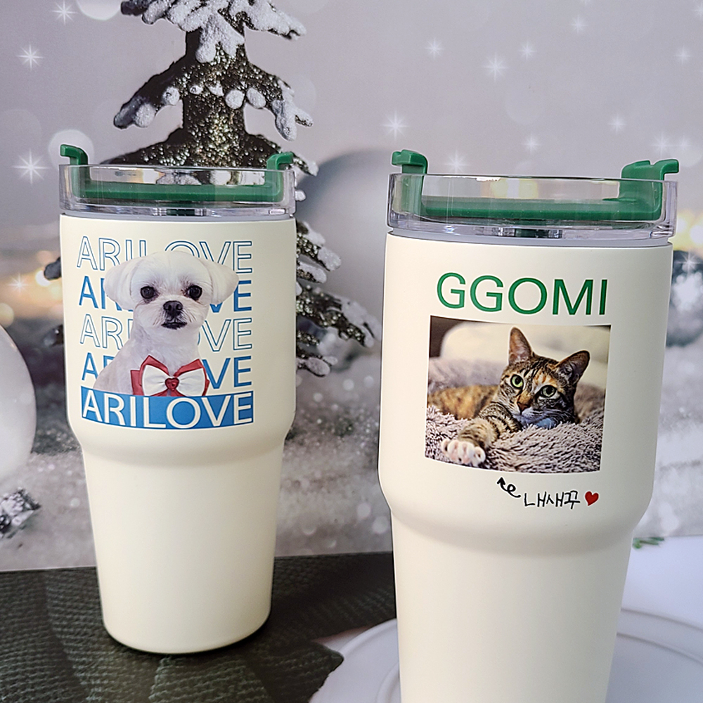 포토텀블러 강아지 텀블러 굿즈 송년회기념품 590ml - 메인 이미지