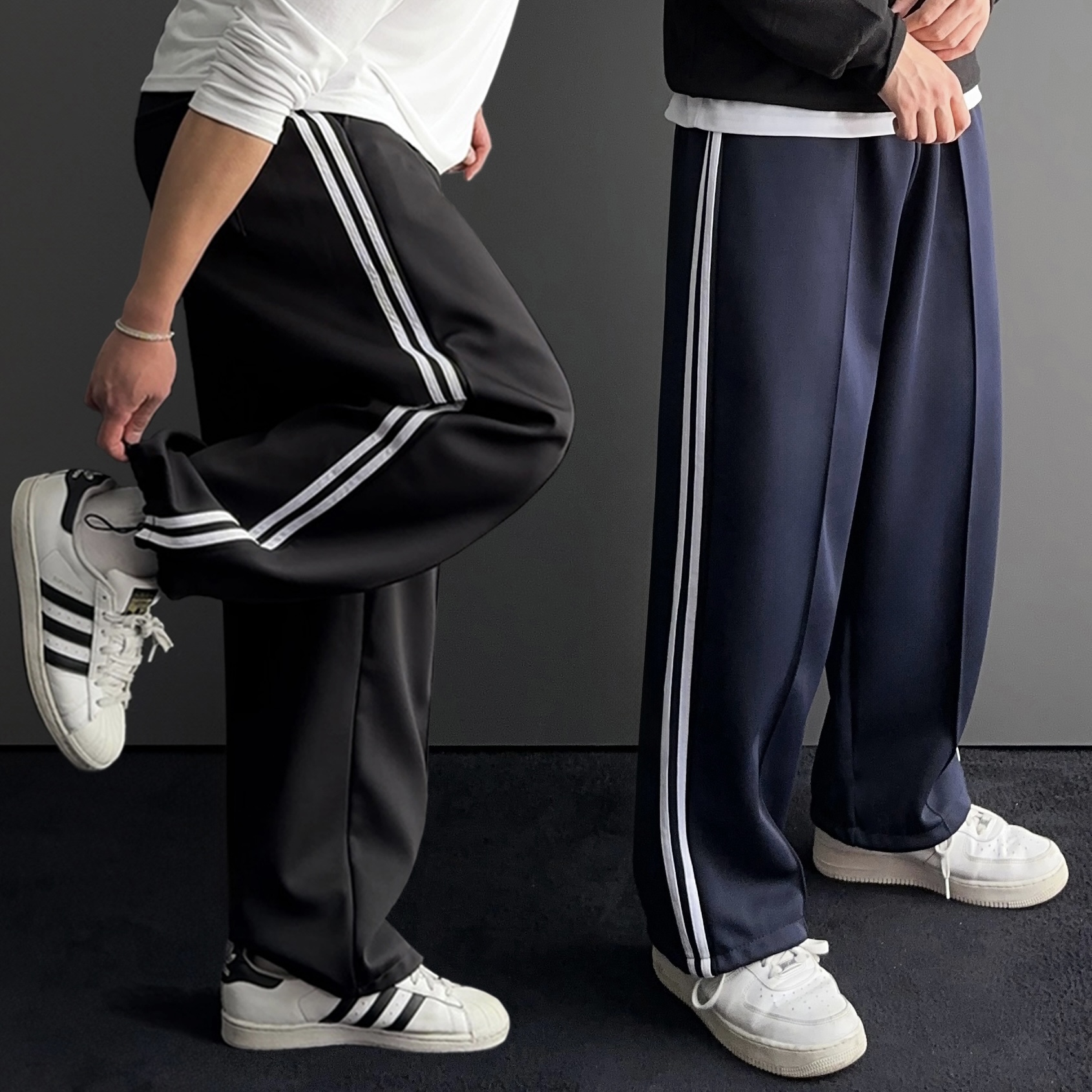 남자트랙팬츠 남자와이드트레이닝팬츠 통큰바지 - 상품 이미지