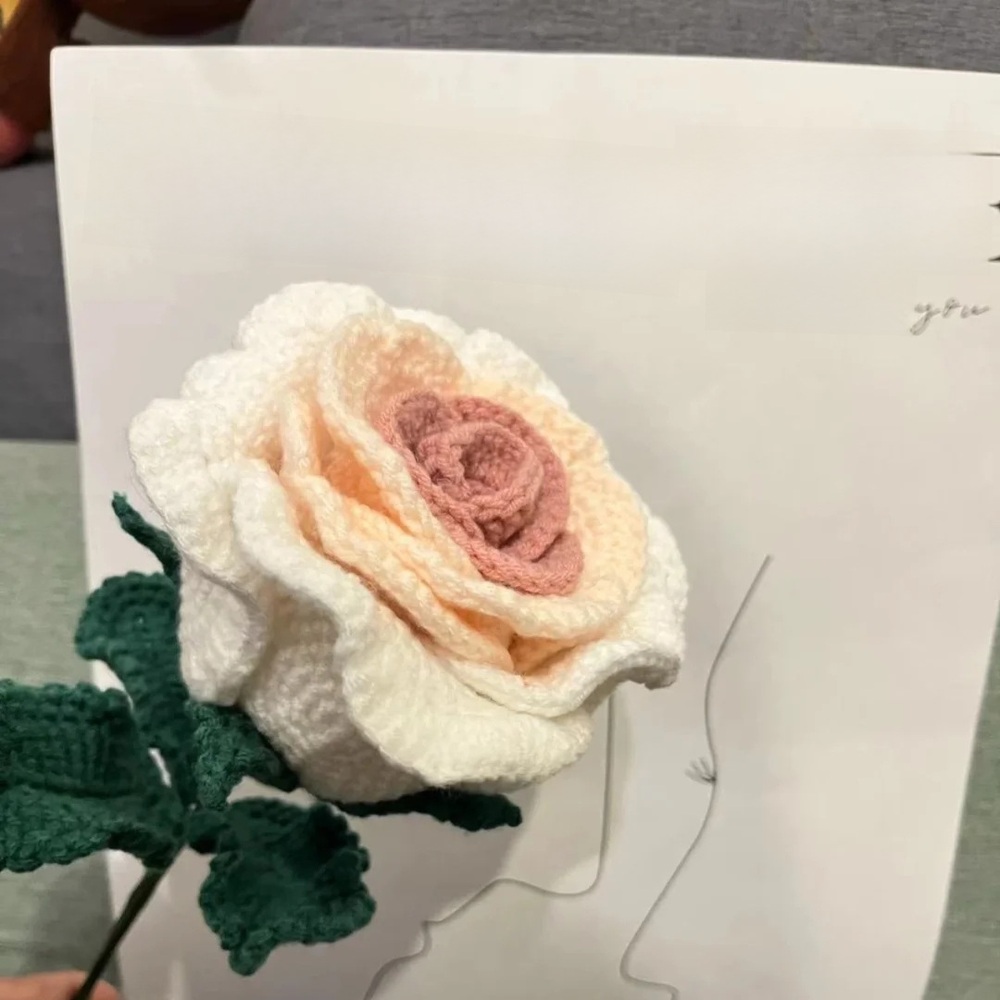 핸드메이드 장미 DIY 뜨개질 꽃다발 수제 크로셰 선물 - 상세 이미지 2