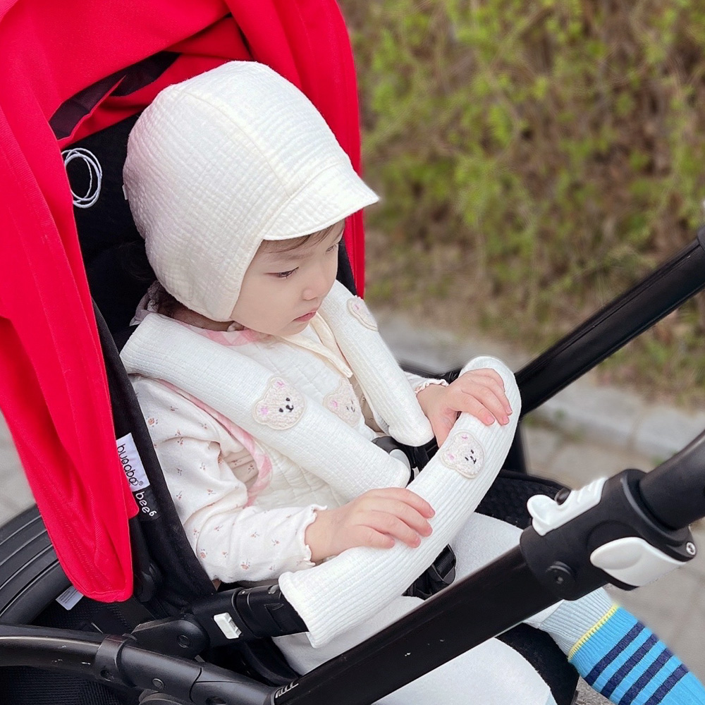 거즈 AIR 곰돌이 유모차 안전바커버 벨트커버 어깨패드