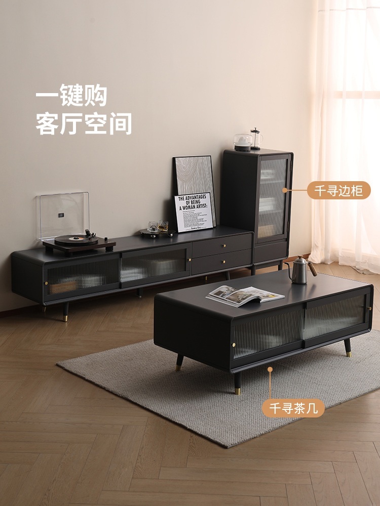 원목 거실장 슬라이딩 유리문 블랙 미닫이 오디오 보관 제트 고급그레이1.5미터 150x40x45cm - 상세 이미지 5