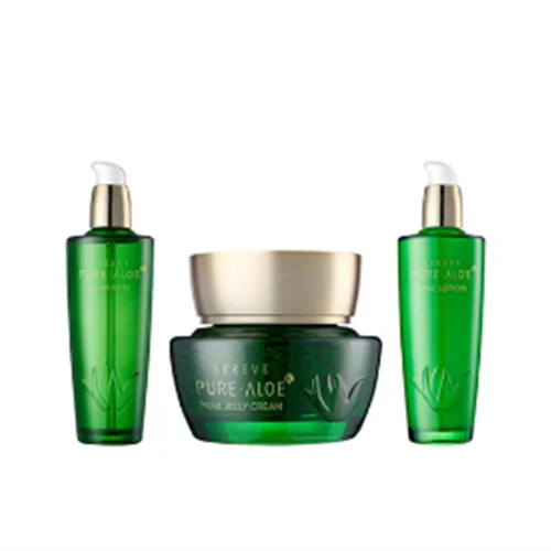 [김정문알로에] 뉴세레브 퓨어 알로에 3종세트 (여성용 3종세트+증정품) 125ml 스킨, 125ml 로션, 55ml 젤리크림, (증정)30ml 비비크림... 