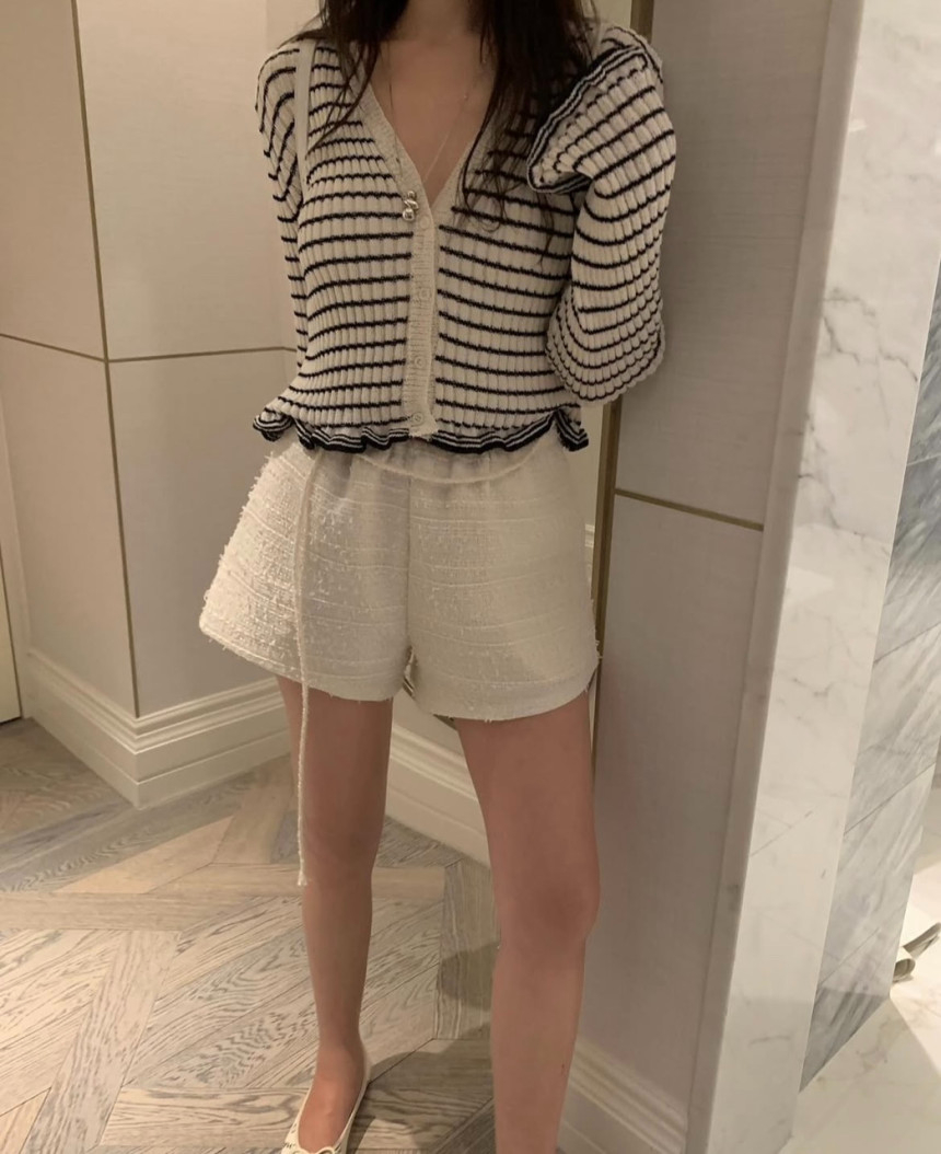 [블랙 당일] 디저트 린넨 가디건 프릴 스트라이프 단가라 브이넥cd 상세 이미지 7