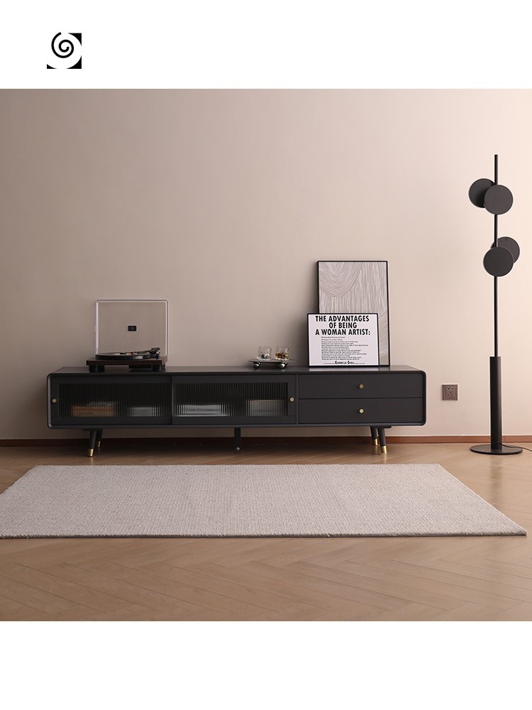원목 거실장 슬라이딩 유리문 블랙 미닫이 오디오 보관 제트 고급그레이1.5미터 150x40x45cm - 상품 이미지