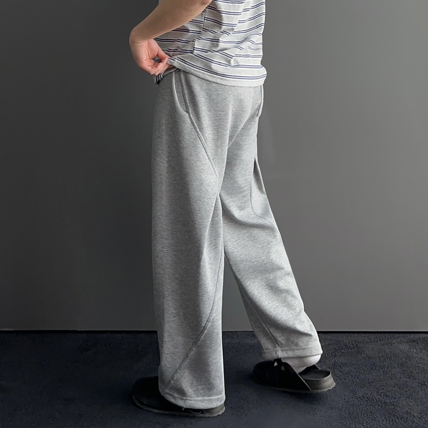 스웻팬츠 커브드절개 스웨트팬츠 통큰바지 남자와이드트레이닝팬츠 - 상세 이미지 3