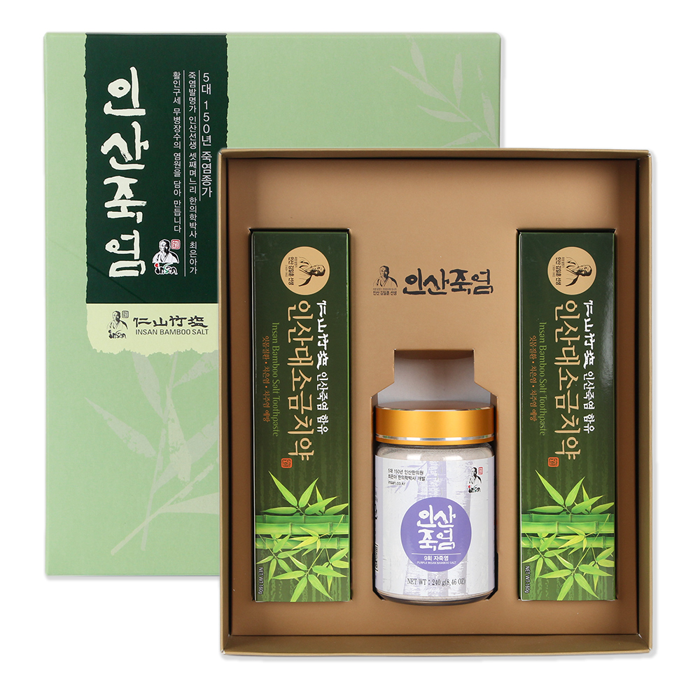인산죽염 9회 자죽염분말 선물세트 (치약2+자죽염분말240g) - 메인 이미지