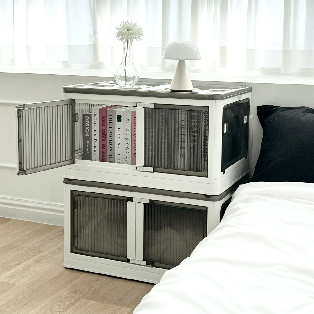 폴딩 리빙박스 플라스틱 접이식 투명 대형 옷정리함