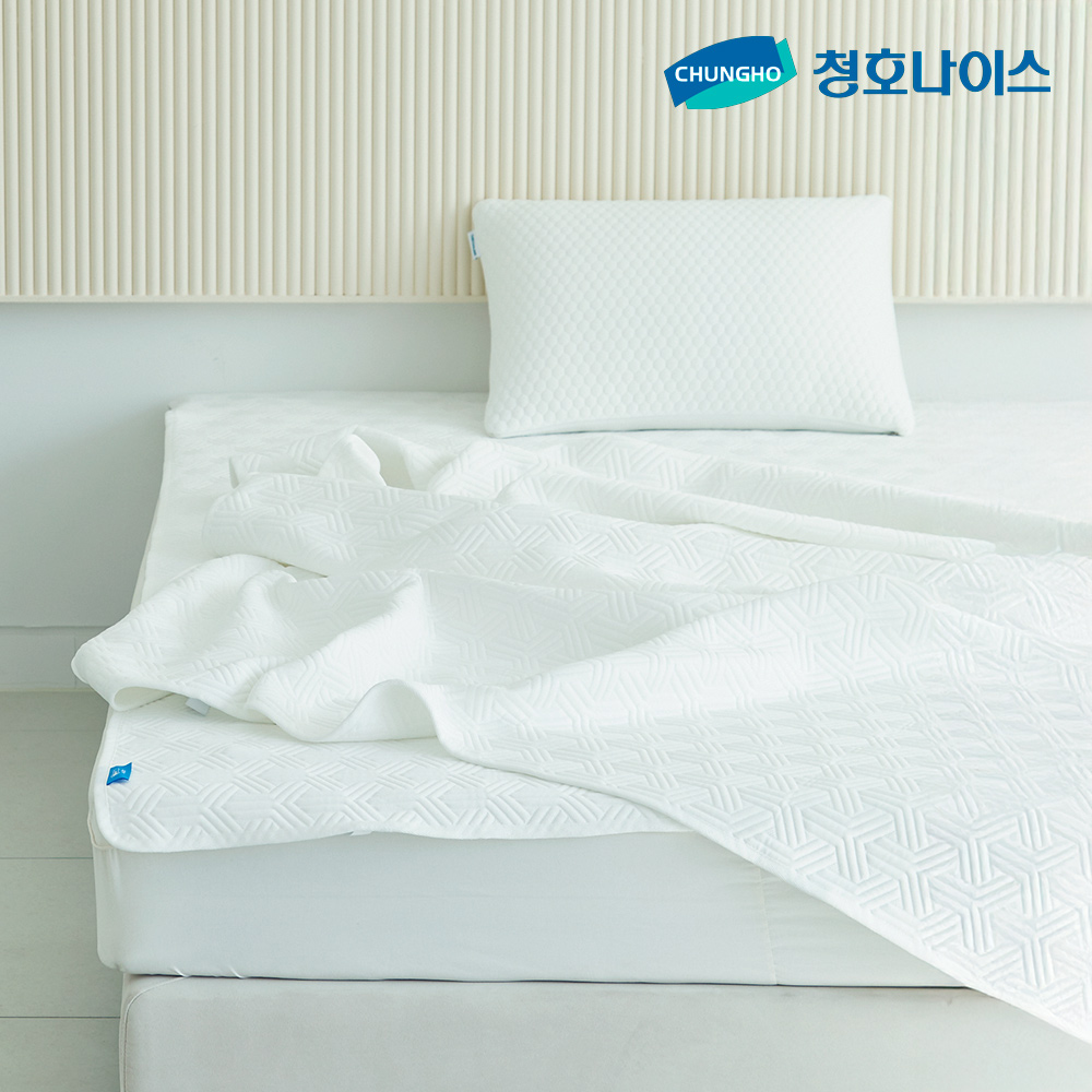 청호나이스 아이스필 얼음 냉감매트 아기용 항균 베게커버1EA 화이트, Q(퀸) 이미지 6