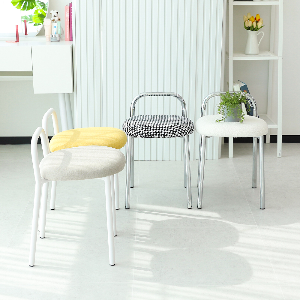 켈린 인테리어 미드센츄리 모던 디자인 화장대 원형 스툴의자 / 커버 추가가능