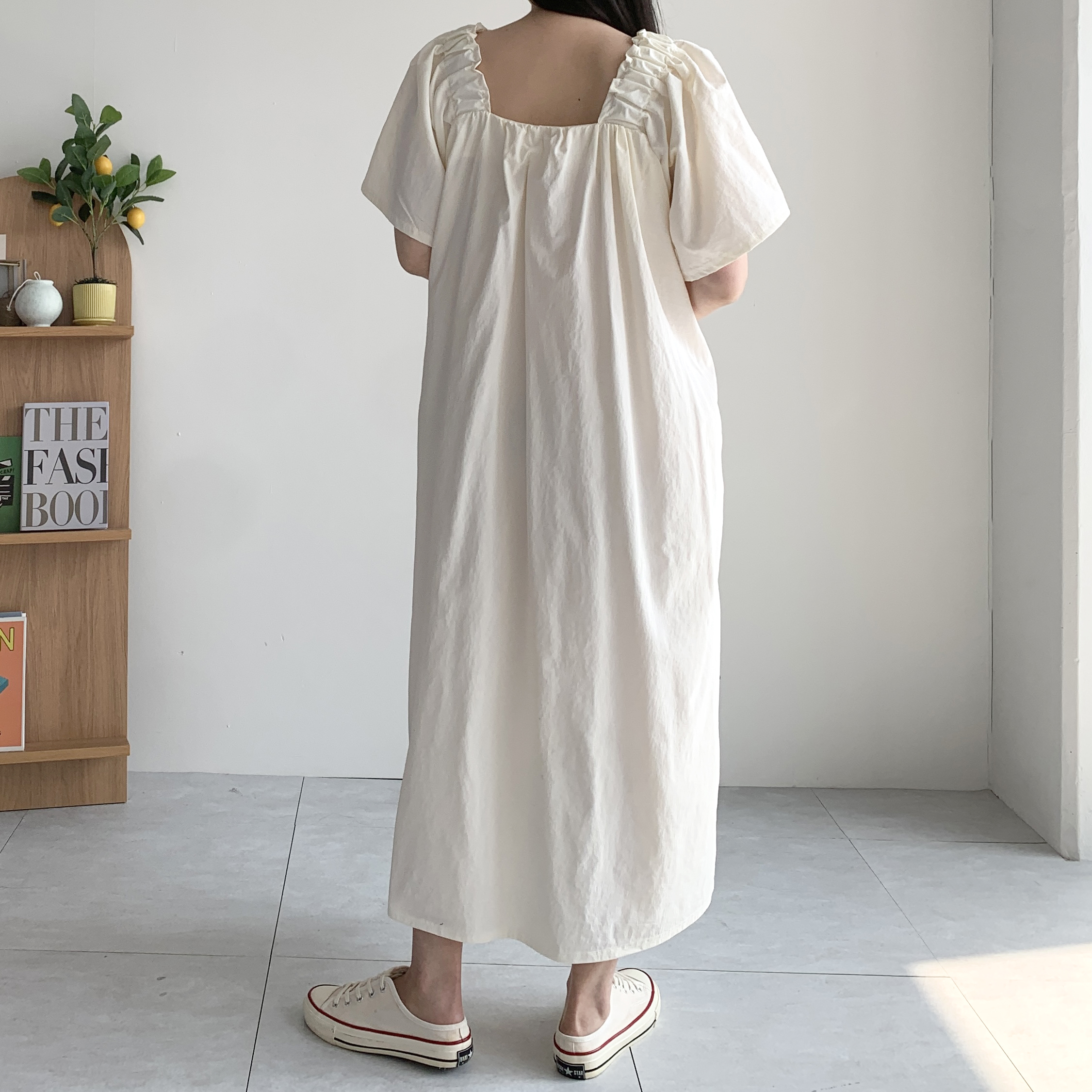 밴딩 스퀘어넥원피스 바스락원피스 나일론원피스 프라다원단 이미지 8