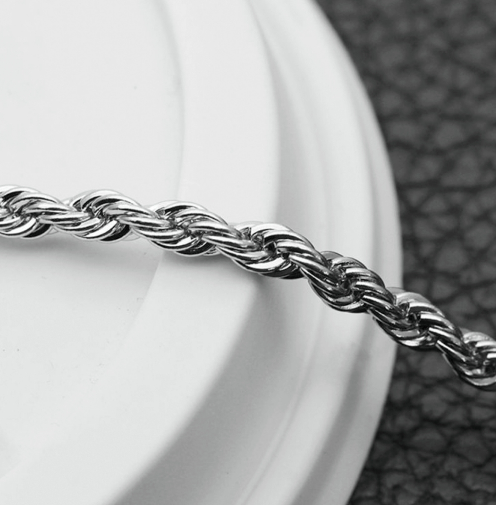밧줄체인디자인 남성써지컬스틸목걸이줄 DIY목걸이부자재 폭 2mm+길이 45cm - 상품 이미지