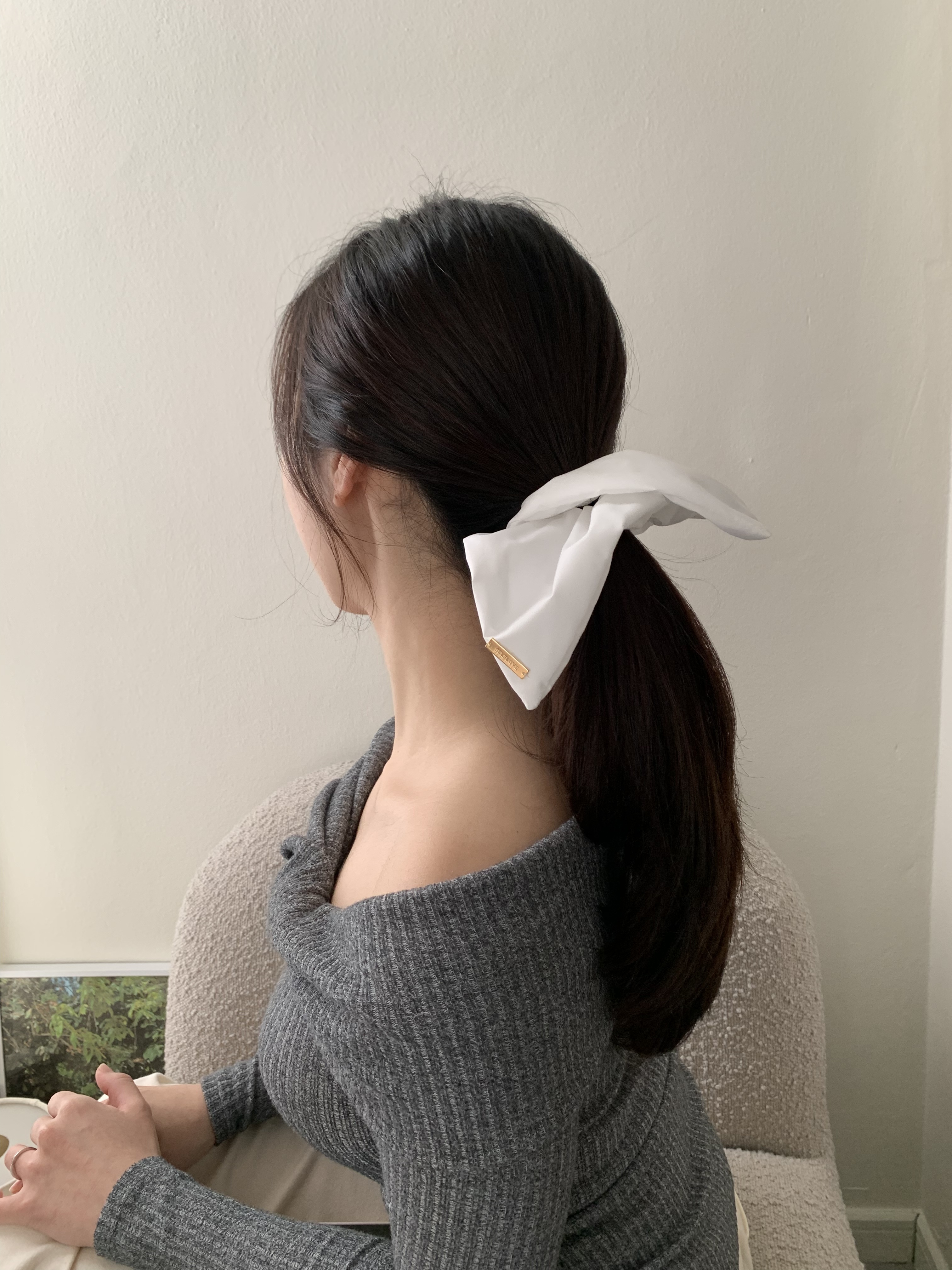 [자체제작] 바스락 반다나 스크런치 - 스퀘어 사각 생활방수 빅사이즈 곱창머리끈 헤어밴드 - 상세 이미지 4