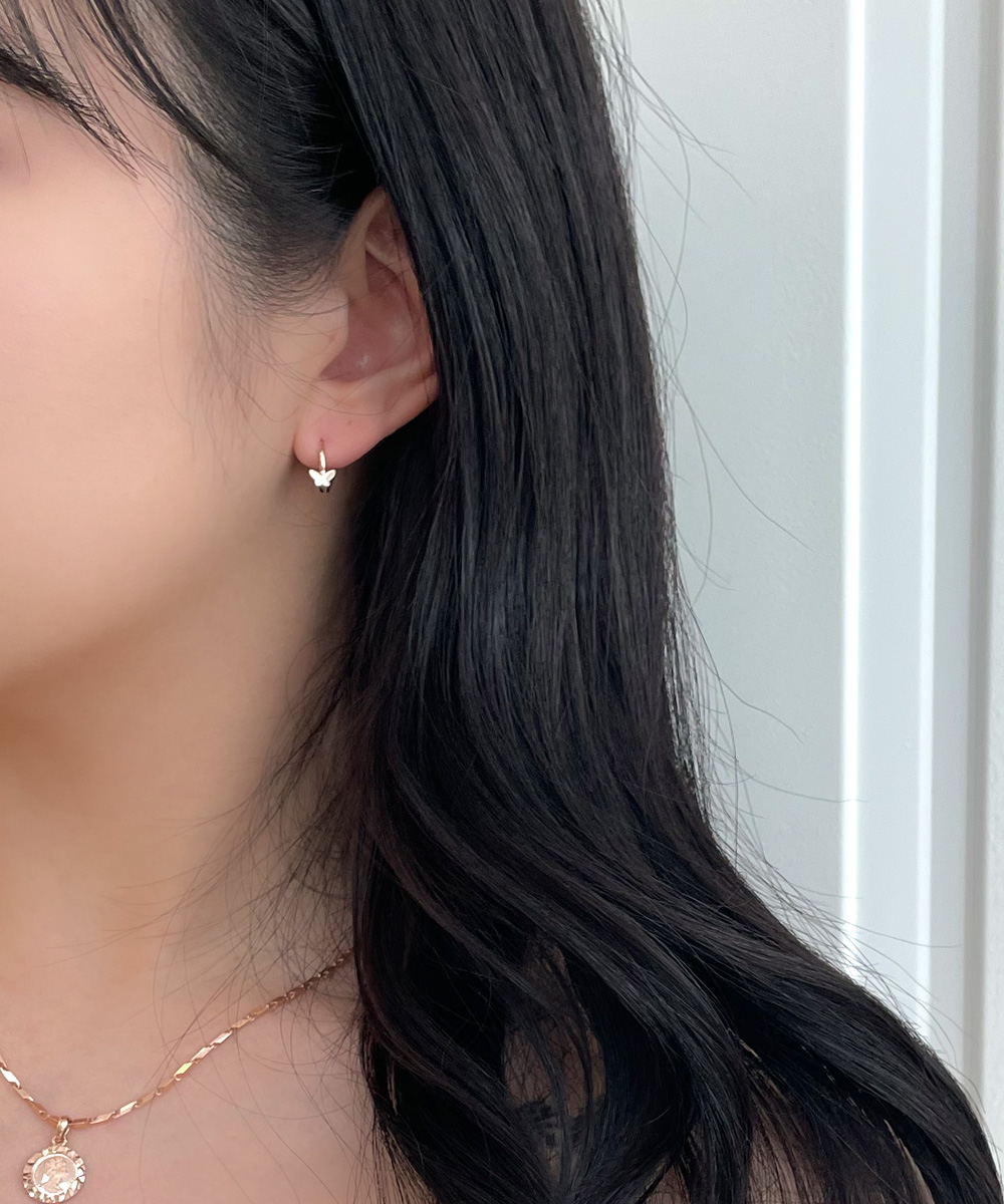 14K 18K 브리즈 봄 나비 원터치 링 귀걸이 이어링 데일리 - 상세 이미지 3