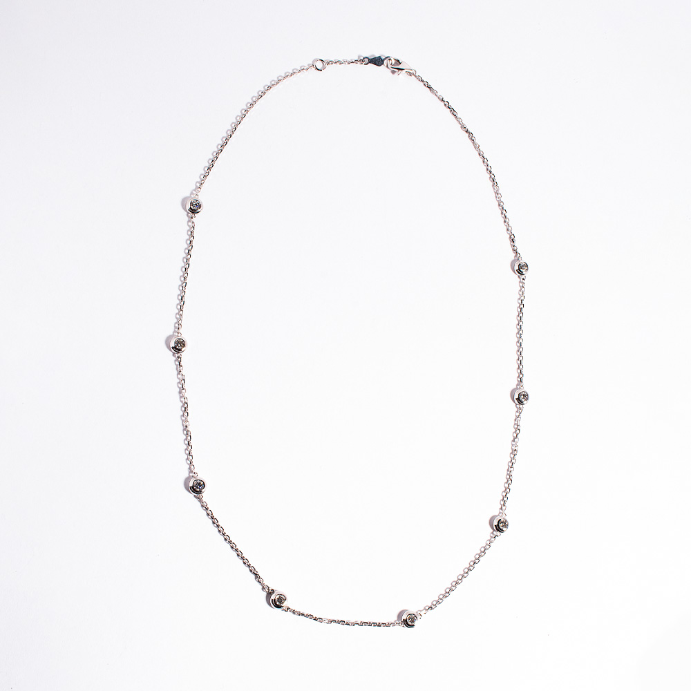 2.8mm 랩 다이아 8개 미니 베젤 라운드 레이어드 목걸이 - 상세 이미지 4