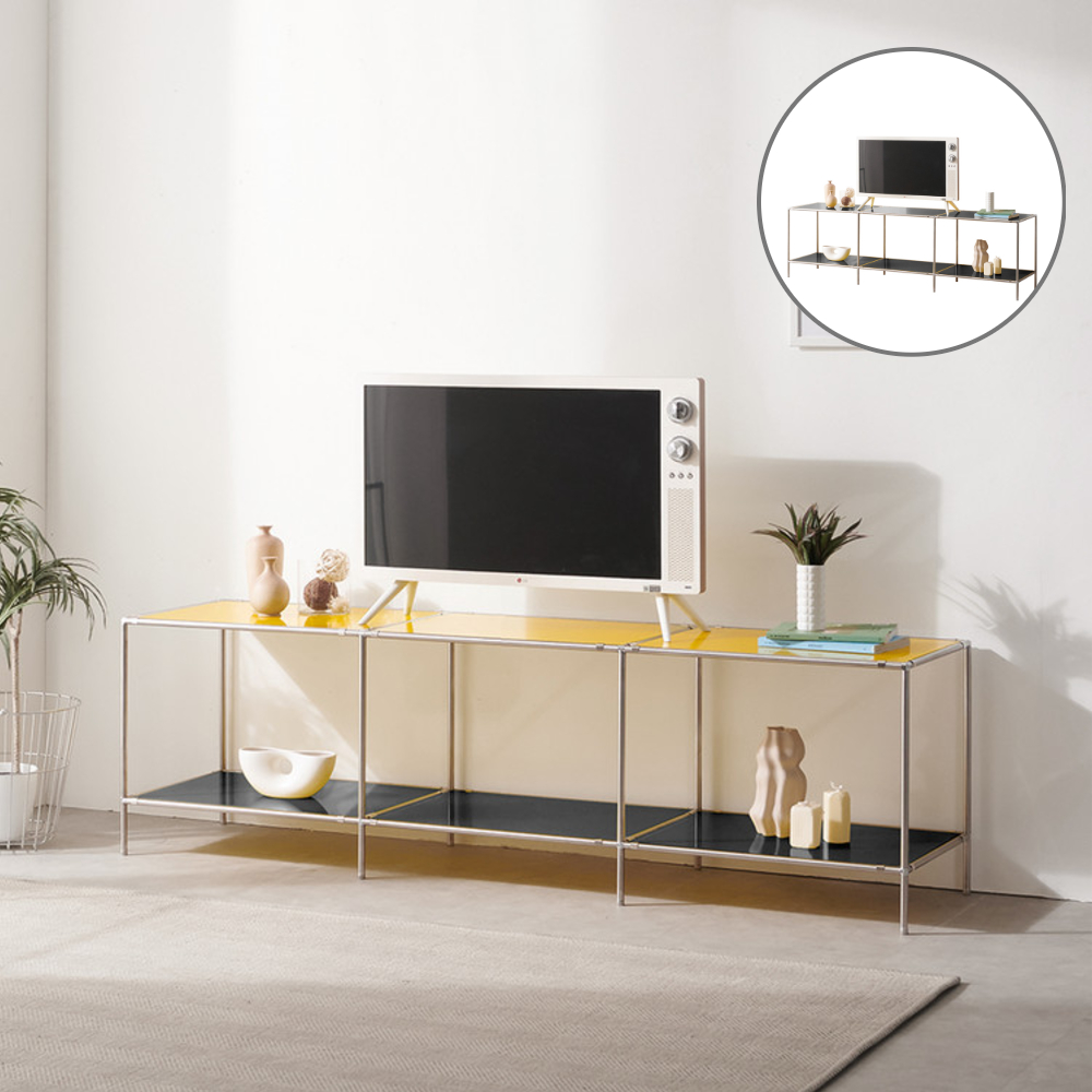 모듈형 TV 거실장 컬러 글라스 인테리어 철제 수납장 오픈형 진열장